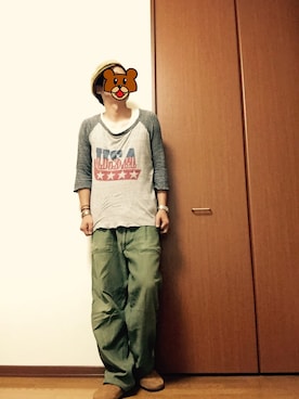 「OLD JOE & CO.（オールドジョーアンドコー）のアイテム（キャスケット）」を使った、猫たろ。さん（メンズ・173cm）の夏コーディネート