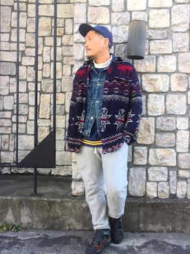 「ウールシャツ」｜「アイテム（スウェット）」を使った、O.P.Eさん（メンズ・172cm）の冬コーディネート