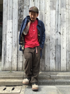 「Ralph Lauren」｜「アイテム（キャスケット）」を使った、O.P.Eさん（メンズ・172cm）の冬コーディネート