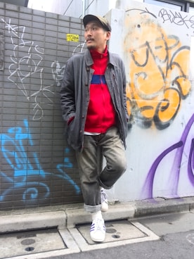 「アイテム（ジャージ）」を使った、O.P.Eさん（メンズ・172cm・30代）の春コーディネート