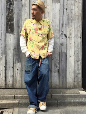 「Buzz Rickson's（バズリクソンズ）のアイテム（デニムパンツ）」を使った、O.P.Eさん（メンズ・172cm）の春コーディネート