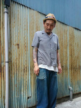 「Buzz Rickson's（バズリクソンズ）のアイテム（デニムパンツ）」を使った、O.P.Eさん（メンズ・172cm）の春コーディネート