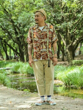 「SUN SURF（サンサーフ）のアイテム（帽子）」を使った、O.P.Eさん（メンズ・172cm）の夏コーディネート