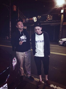 「HARE（ハレ）のアイテム（その他アウター）」を使った、陳派羅さん（メンズ・176cm）の春コーディネート