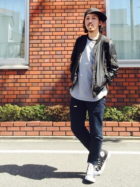「UNIQLO（ユニクロ）のアイテム（ミリタリージャケット）」を使った、MasaakiOoueさん（メンズ・169cm）の春コーディネート
