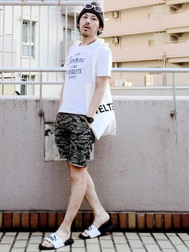 「SPINNS（スピンズ）のアイテム（パンツ）」を使った、MasaakiOoueさん（メンズ・169cm）の夏コーディネート