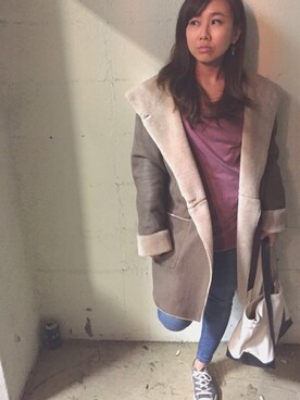 「Abercrombie&Fitch（アバークロンビーアンドフィッチ）のアイテム（スウェット）」を使った、たみおとたまにこどもさん（レディース・152cm）の春コーディネート
