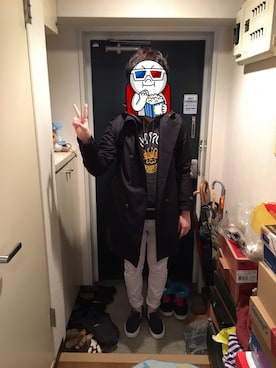 「TAKEO KIKUCHI（タケオキクチ）のアイテム（チェスターコート）」を使った、こうへいさん（メンズ・175cm）の春コーディネート