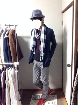 「HVC（エイチブイシー）のアイテム（テーラードジャケット）」を使った、らむちゃんさん（メンズ・178cm）の秋コーディネート