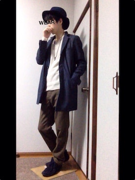 「HVC（エイチブイシー）のアイテム（帽子）」を使った、らむちゃんさん（メンズ・178cm）の秋コーディネート