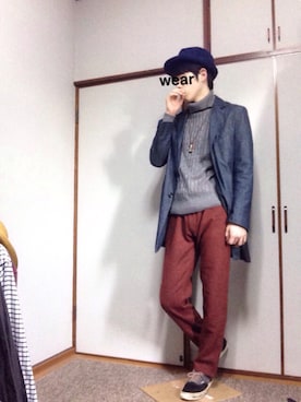 「HVC（エイチブイシー）のアイテム（帽子）」を使った、らむちゃんさん（メンズ・178cm）の冬コーディネート