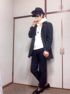 「HVC（エイチブイシー）のアイテム（帽子）」を使った、らむちゃんさん（メンズ・178cm）の冬コーディネート