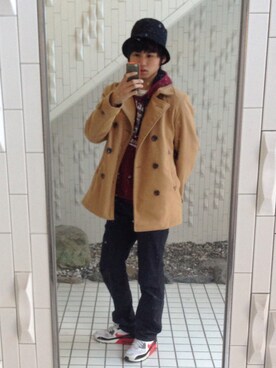 「アイテム（ピーコート）」を使った、ゆーすけさん（メンズ・173cm・10代）の冬コーディネート