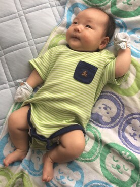 「babyGAP（babyGAP）のアイテム（ロンパース、グリーン系）」を使った、♡RUIT☺︎♡さん（キッズ・60cm）の夏コーディネート