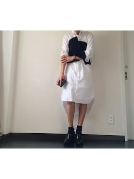 「アイテム（チューブトップ、ブルー系）」を使った、s.eri.0411さん（レディース・158cm）の秋コーディネート