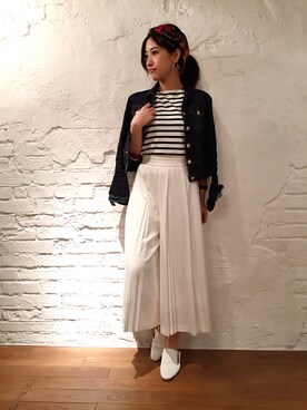 「スリッパ」｜「アイテム（デニムジャケット）」を使った、kyonさん（レディース・160cm）の春コーディネート