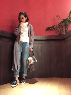 「アイテム（トレンチコート、グリーン系）」を使った、kyonさん（レディース・160cm）の秋コーディネート