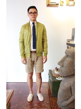 「Rivieras（リビエラ）のアイテム」を使った、LIBRARYさん（メンズ・175cm）の春コーディネート