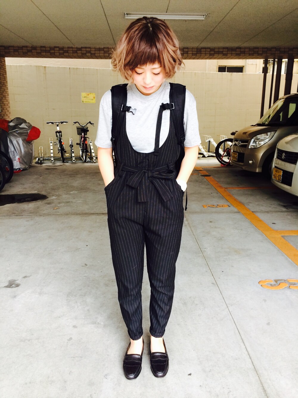 「オールインワン、福岡」｜「LOWRYS FARMのアイテム（Tシャツ/カットソー、グレー系）」を使った、mizukiさん（レディース・163cm）の夏コーディネートの1枚目の写真