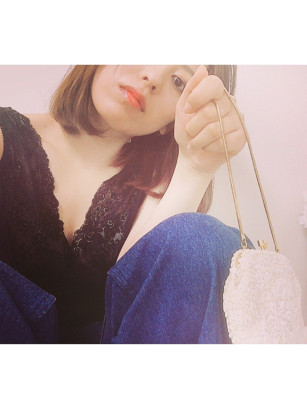 「古着、ランジェリー、マリンパンツ、デニム、ビーズバッグ、福岡」｜「eechのアイテム（デニムパンツ、ブルー系）」を使った、mizukiさん（レディース・163cm）の夏コーディネートの1枚目の写真