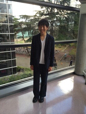 「アイテム（セットアップ、ブルー系）」を使った、Makoto Tabataさん（メンズ・176cm）の春コーディネート