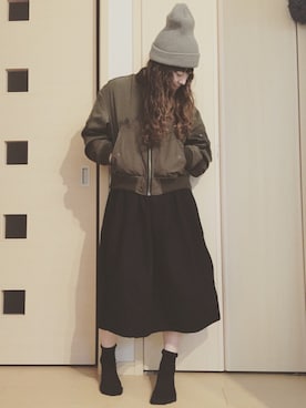 「NANO universe（ナノユニバース）のアイテム（MA-1）」を使った、yayacoさん（レディース・156cm）の春コーディネート