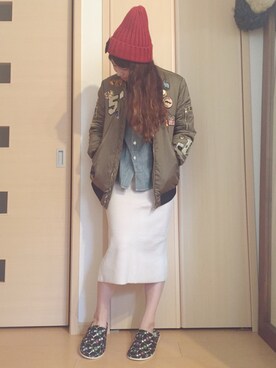 「Another Edition」｜「アイテム（ニットキャップ/ビーニー）」を使った、yayacoさん（レディース・156cm）の春コーディネート