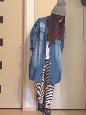 「UNUSED」｜「アイテム（シャツワンピース）」を使った、yayacoさん（レディース・156cm）の春コーディネート