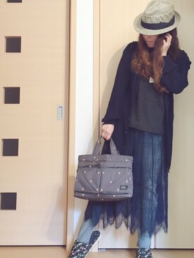 「Ray BEAMS（レイビームス）のRay BEAMS / レースシアー ギャザースカート（スカート）」を使った、yayacoさん（レディース・156cm）の春コーディネート
