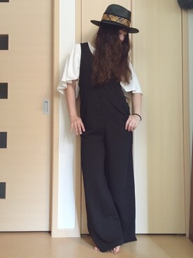 「jouetie（ジュエティ）のアイテム（つなぎ/オールインワン）」を使った、yayacoさん（レディース・156cm）の夏コーディネート