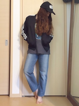 「UNUSED」｜「アイテム（ジャージ）」を使った、yayacoさん（レディース・156cm）の秋コーディネート