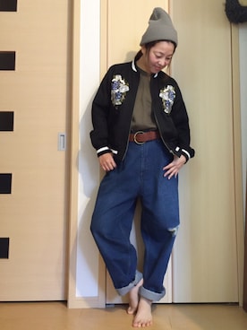 「UNUSED」｜「アイテム（ブルゾン）」を使った、yayacoさん（レディース・159cm）の秋コーディネート