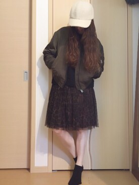 「NANO universe（ナノユニバース）のアイテム（MA-1）」を使った、yayacoさん（レディース・156cm）の秋コーディネート