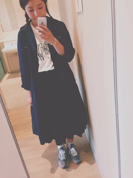 「URBAN RESEARCH DOORS（アーバンリサーチドアーズ）のsiiwa リネンショップコート（ジャケット/アウター）」を使った、mmmさん（レディース）の秋コーディネート