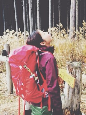 「GREGORY（グレゴリー）のバックパック（バックパック/リュック、レッド系）」を使った、mmmさん（レディース）の冬コーディネート