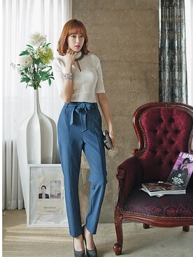 「アイテム（ブーティ、パープル系）」を使った、BEONTOPさん（レディース・167cm）の秋コーディネート