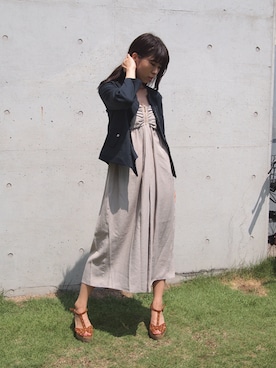 「アイテム（つなぎ/オールインワン、ベージュ系）」を使った、ななこ☻﻿さん（レディース・157cm）の夏コーディネート