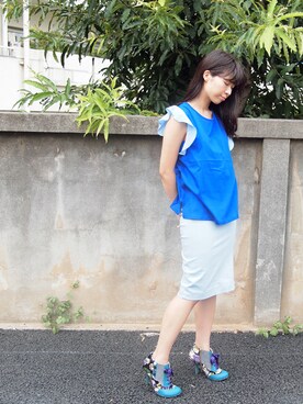 「ロングヘア」｜「アイテム（ブーティ）」を使った、ななこ☻﻿さん（レディース・157cm）の夏コーディネート