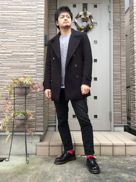 「アイテム（ピーコート）」を使った、タルナンドさん（メンズ・165cm・30代）の冬コーディネート