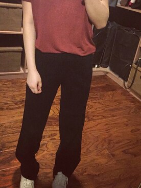 「no brand（ノーブランド）のアイテム（その他パンツ、ブラック系）」を使った、树树Eさん（レディース）の春コーディネート