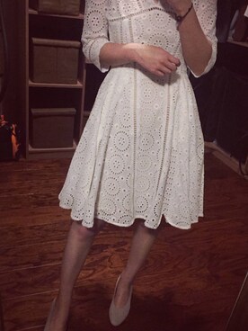 「no brand（ノーブランド）のアイテム（ワンピース、ホワイト系）」を使った、树树Eさん（レディース）の春コーディネート