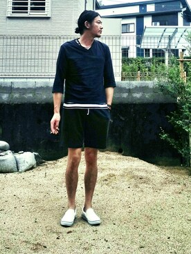 もも&こたさん（メンズ・188cm）の夏コーディネート