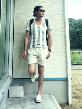 もも&こたさん（メンズ・188cm）の夏コーディネート