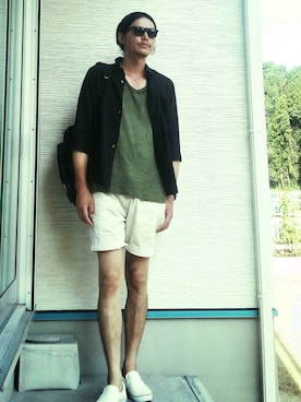 もも&こたさん（メンズ・188cm）の夏コーディネート