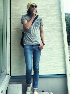 もも&こたさん（メンズ・188cm）の夏コーディネート