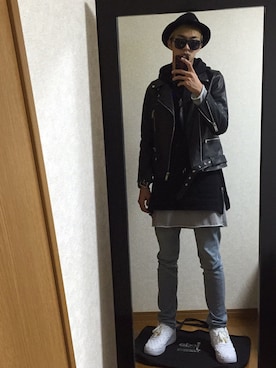 「CHRISTIAN DADA（クリスチャンダダ）のアイテム（ライダースジャケット）」を使った、RYUYAさん（メンズ・182cm）の秋コーディネート