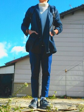 「アイテム（ステンカラーコート）」を使った、くらげさん（メンズ・174cm・10代）の冬コーディネート