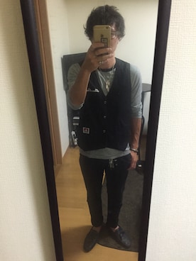 「BEN DAVIS（ベンデイビス）のアイテム（ベスト）」を使った、王茶さん（メンズ・172cm）の春コーディネート