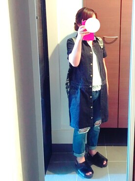 「TOMMY（トミー）のアイテム（シャツワンピース）」を使った、asaminさん（レディース・152cm）の秋コーディネート