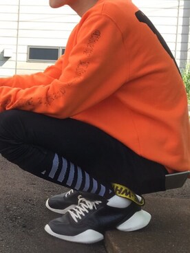 「RickOwens×adidas」｜「アイテム（スウェット）」を使った、たむらさん（メンズ・172cm）の秋コーディネート
